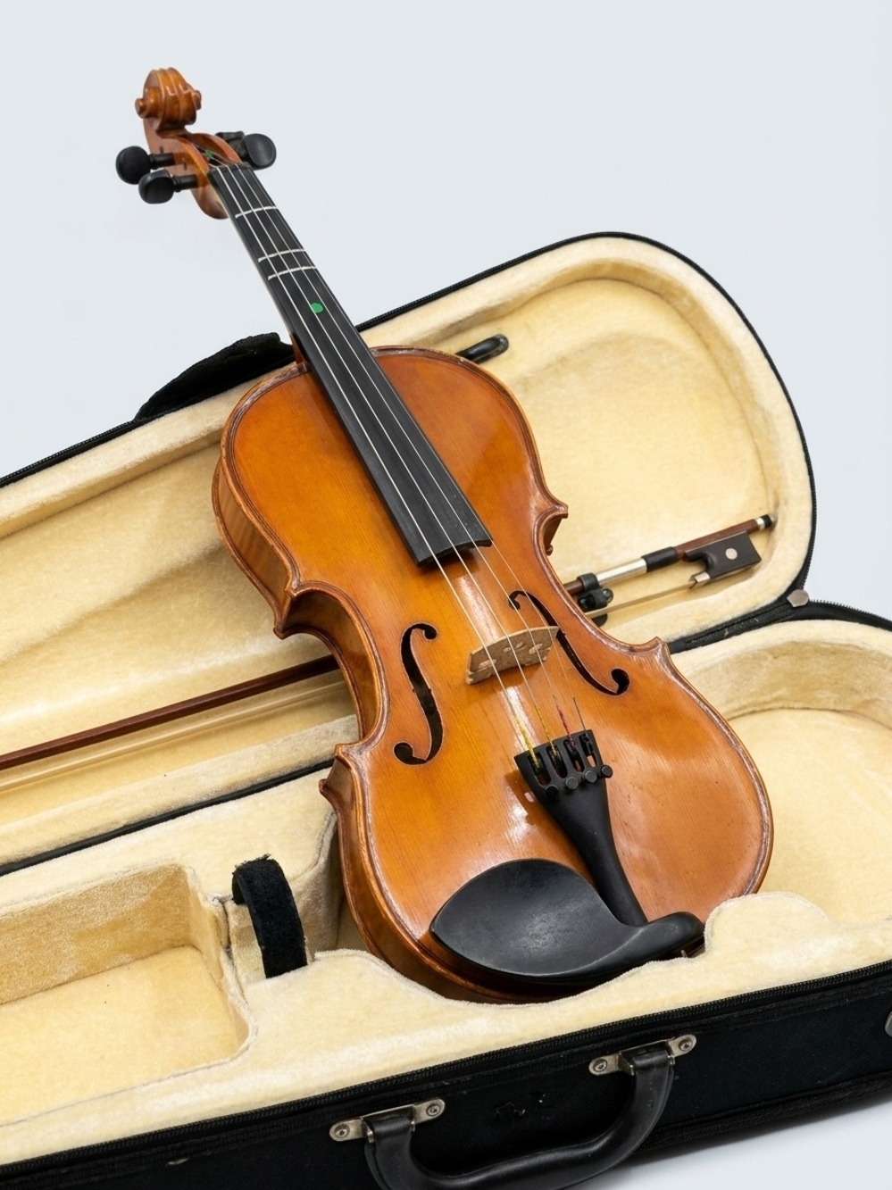 Handcrafted Wooden Violin in Warm Brown with Case